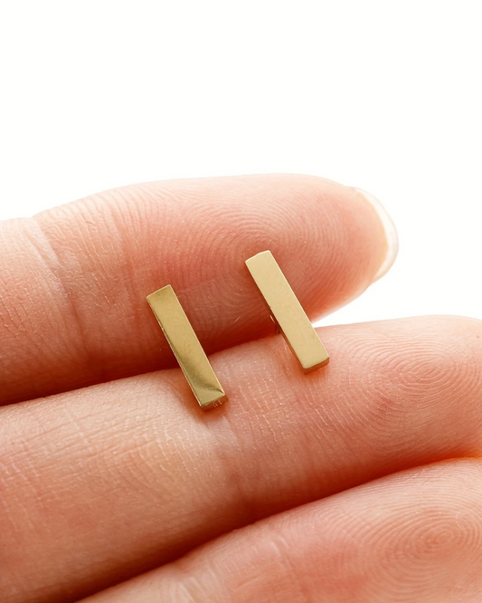 Tiny Rectangles Earrings Gold And Silver