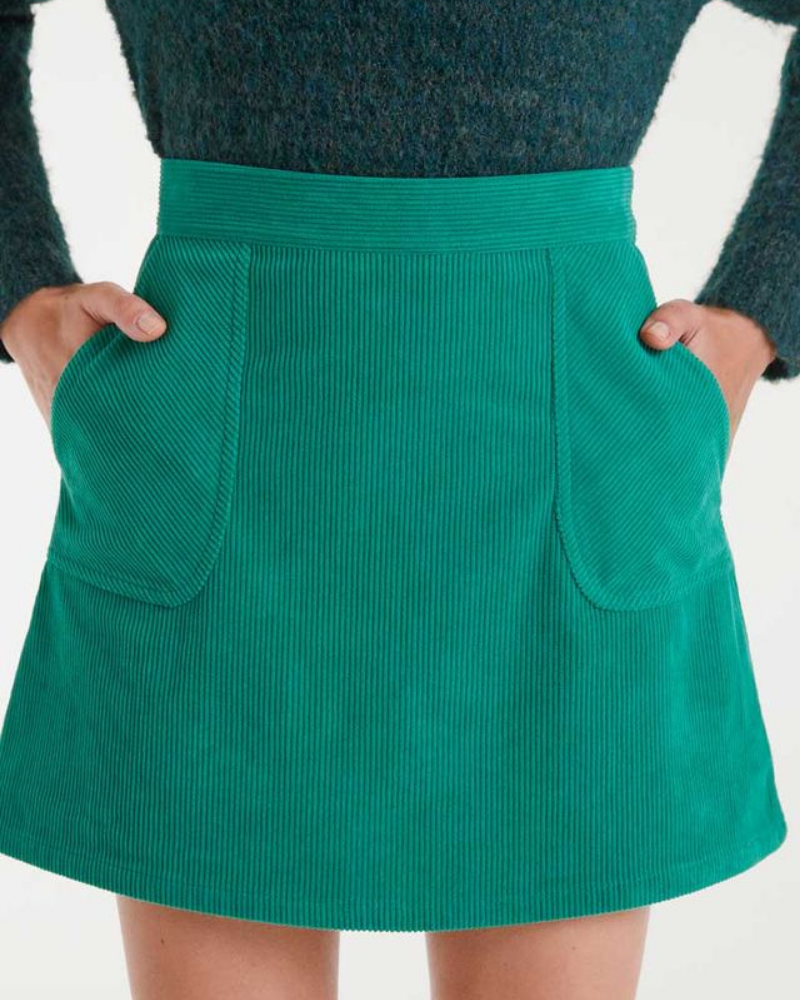 Green Baby Cord Mini Skirt Compania Fantastica