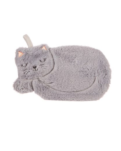 Grey Cat Hot Water Bottle