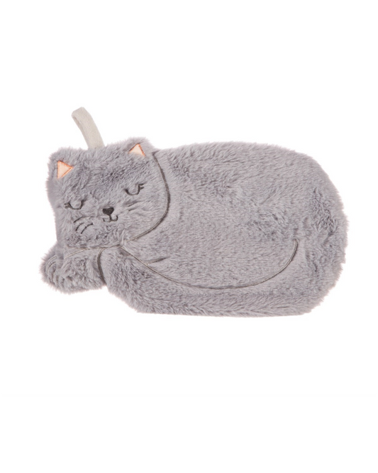 Grey Cat Hot Water Bottle