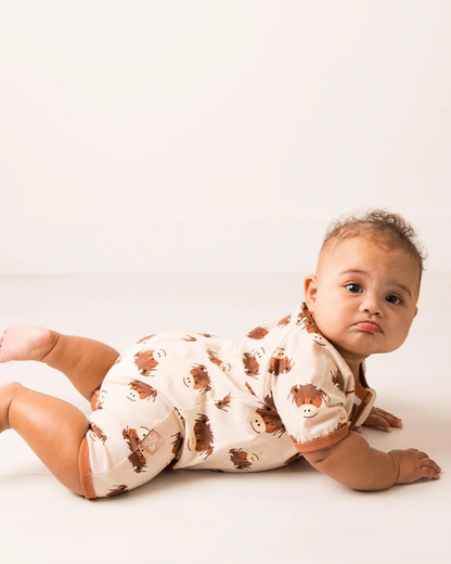 Hamish Highland Cow Zip-Up Romper