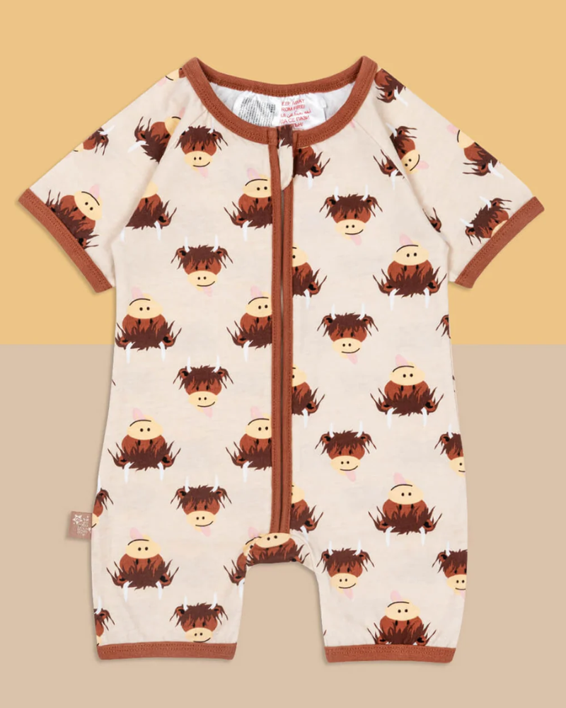 Hamish Highland Cow Zip-Up Romper
