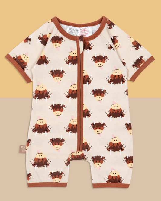 Hamish Highland Cow Zip-Up Romper