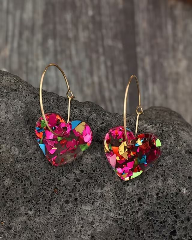 Hattie Heart Resin Hoop Earrings
