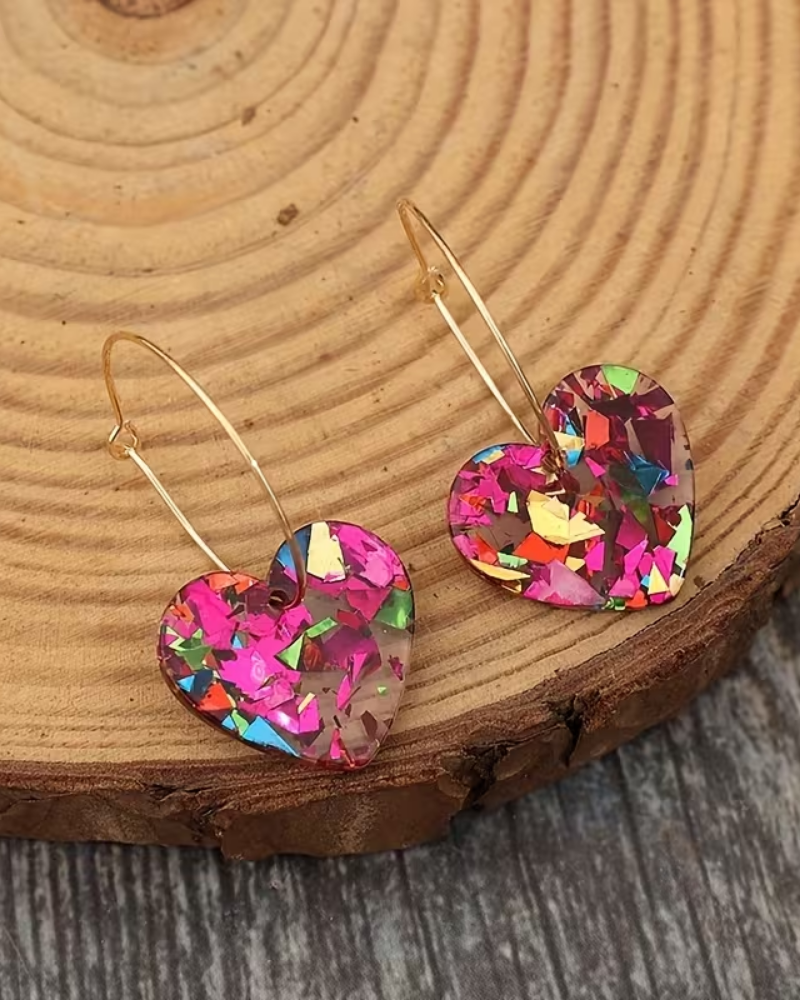 Hattie Heart Resin Hoop Earrings