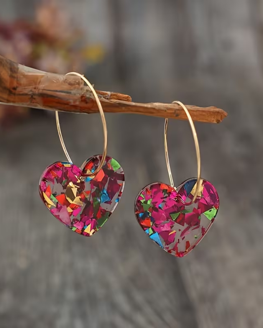 Hattie Heart Resin Hoop Earrings