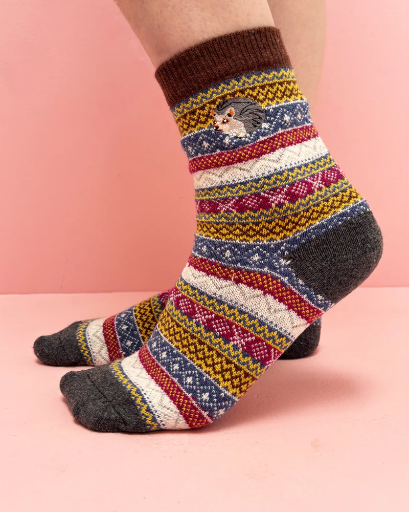 Secret Garden Hedgehog Fair Isle Socks