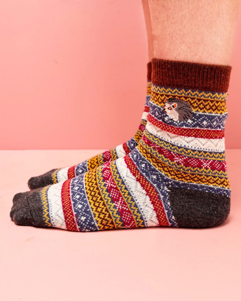 Secret Garden Hedgehog Fair Isle Socks