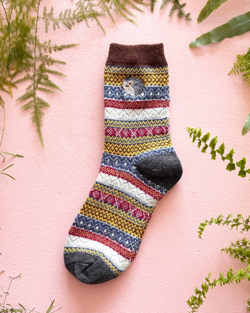 Secret Garden Hedgehog Fair Isle Socks