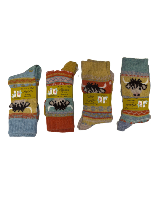 Alpaca Highland Cow Nordic Wool Socks Assorted