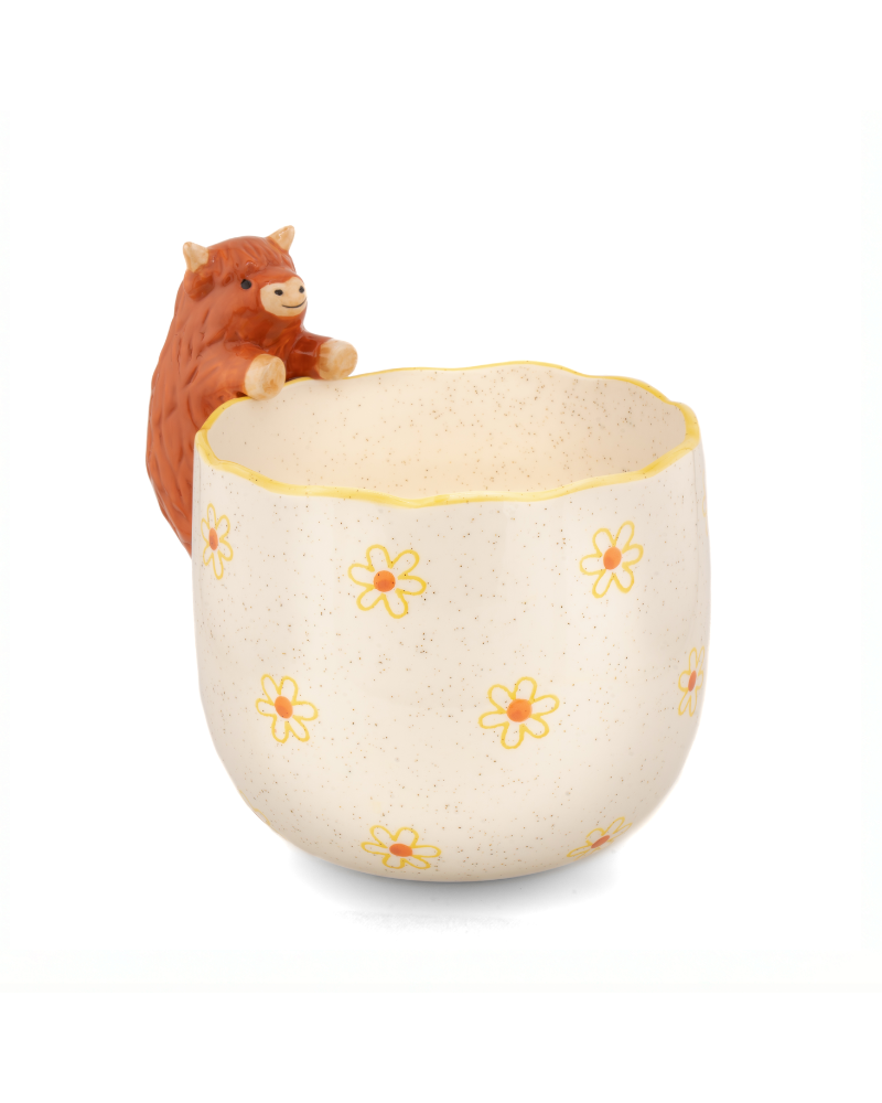Peeking Highland Cow Planter