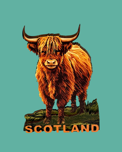 Highland Cow Scotland 3D Wooden Magnet