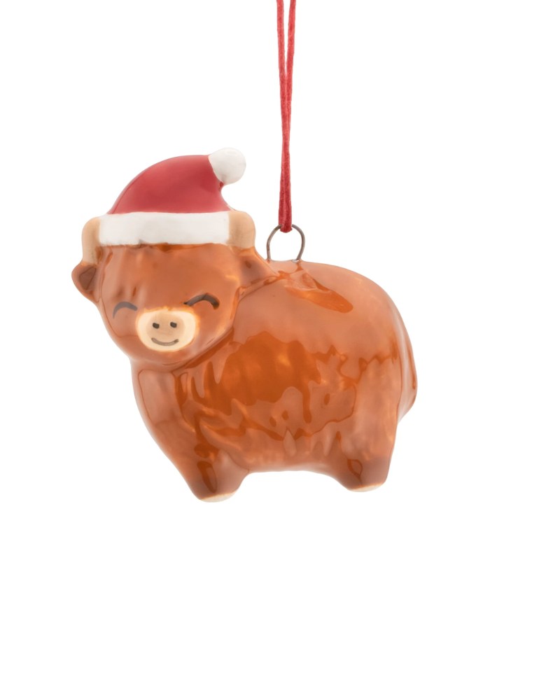 Highland Cow Shaped Ceramic Hanging Decoration