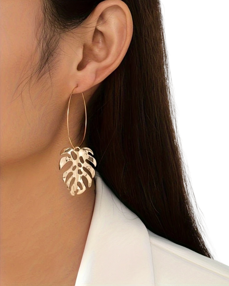 Monstera Leaf Hoop Earrings