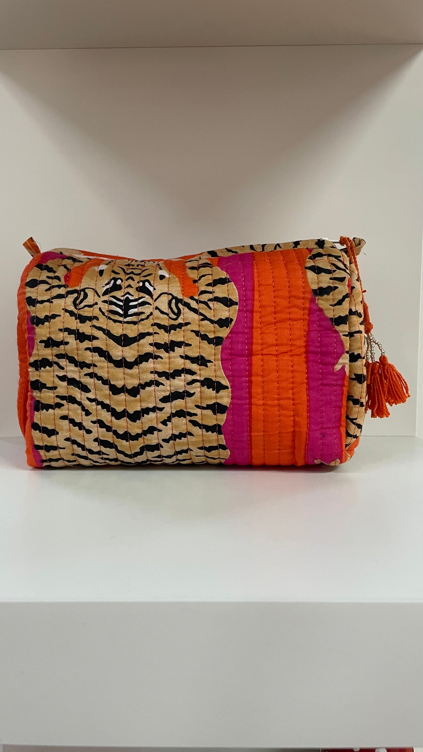 Orange Tiger Stripes Quilted Wash Bag 3 Sizes