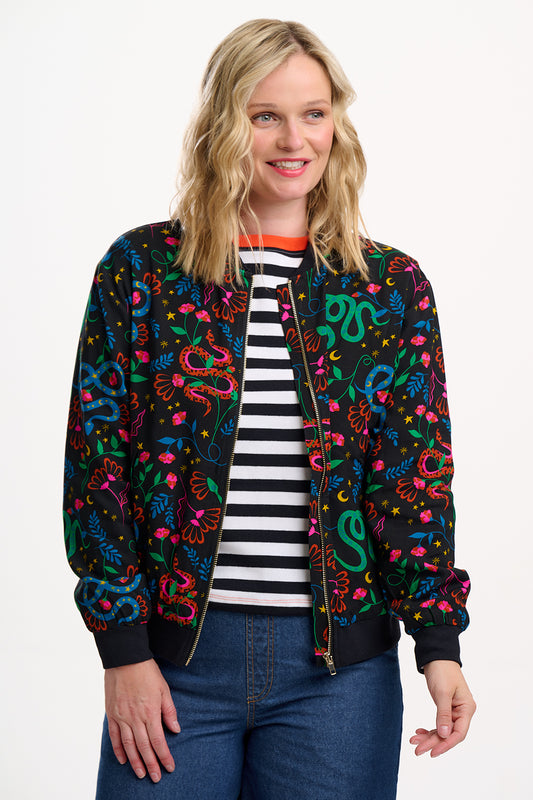 Bobbi Bomber Jacket In Snake Floral