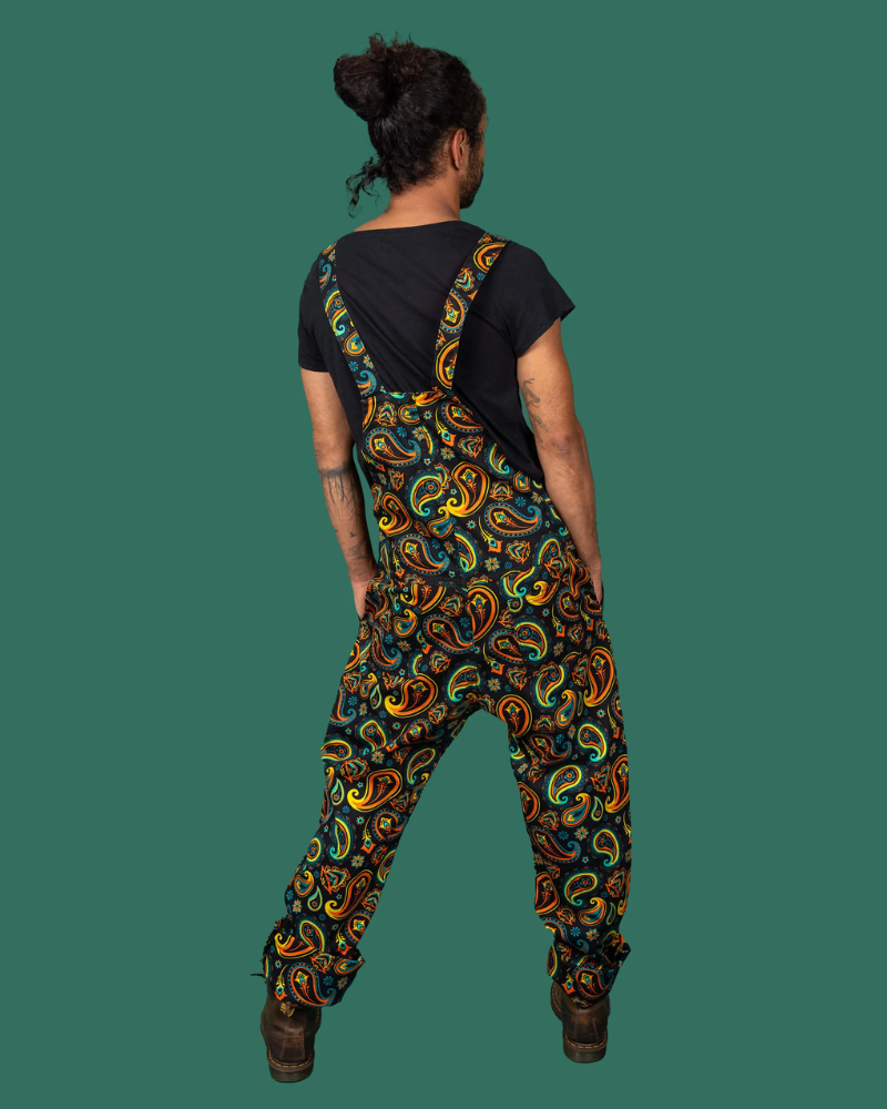 Black Paisley Dungarees by Run & Fly