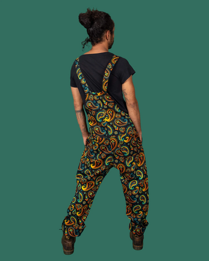 Black Paisley Dungarees by Run & Fly