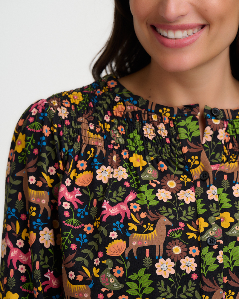 Julieta Forest Folklore Jersey Top