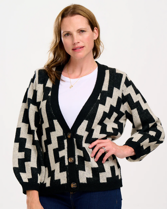 Morganna Diamond Monochrome Cardigan by Sugarhill Brighton