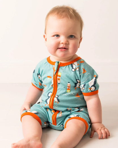 Kenzie Puffin Zip-Up Romper
