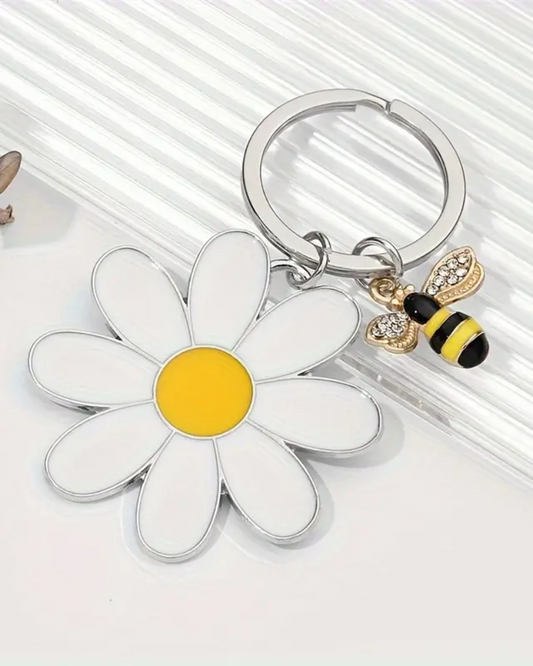Bee & Big Flower Key Ring