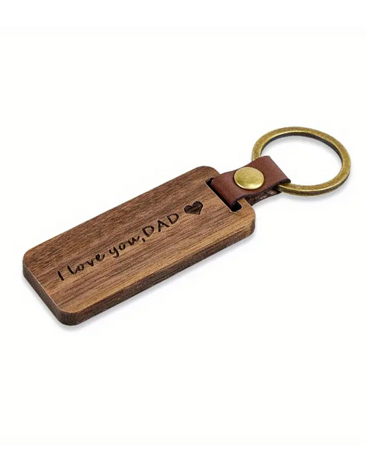 I Love You Dad Wooden Key Fob