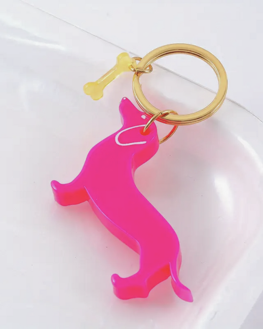 Hot Pink Dachshund Keyring