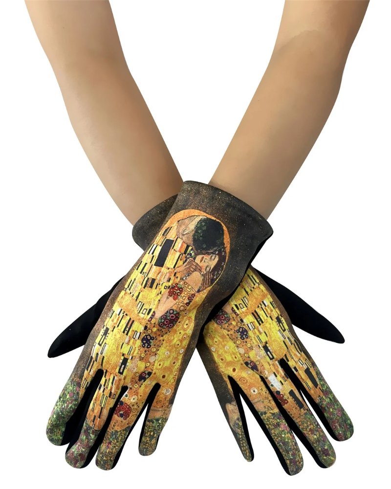 Klimt The Kiss Print Suede Touchscreen Gloves