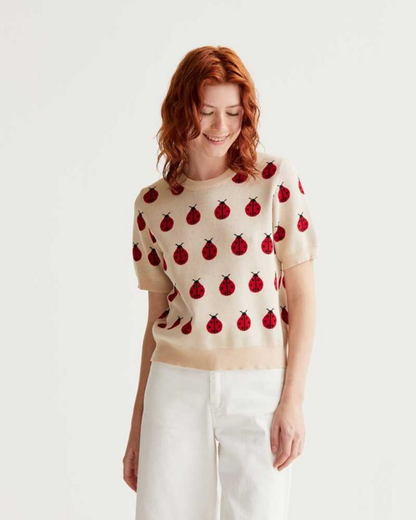 Ladybirds Knitted Jumper In Cream