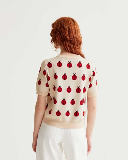 Ladybirds Knitted Jumper In Cream