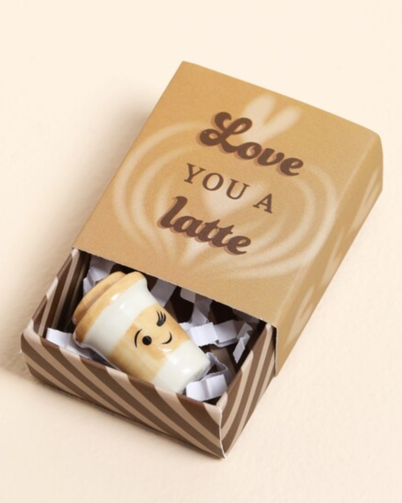 Love You Latte Ceramic Token In Matchbox