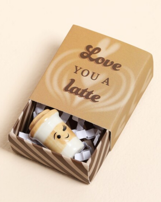 Love You Latte Ceramic Token In Matchbox