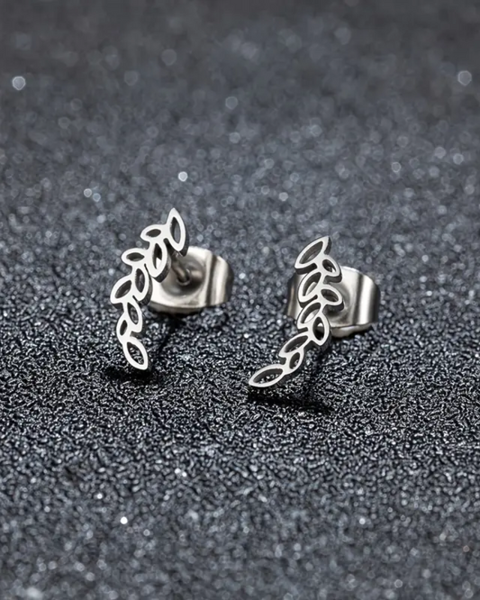 Tiny Fern Leaf Stud Earrings Gold And Silver