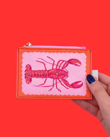 Coral Lobster Zip Purse