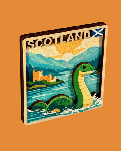 Loch Ness Monster 3D Wooden Magnet