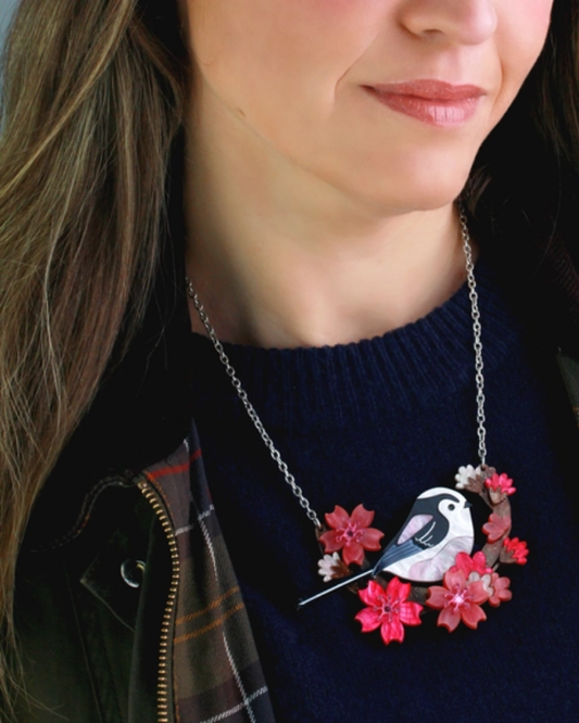 Long Tailed Tit Blossom Statement Necklace