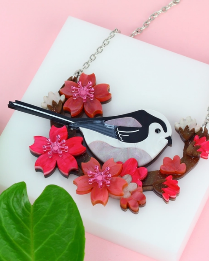 Long Tailed Tit Blossom Statement Necklace