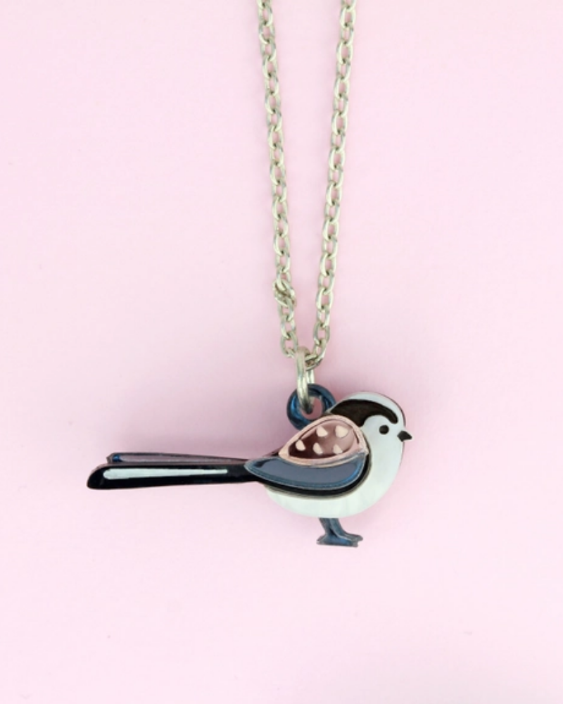 Mini Long Tailed Tit Charm Necklace