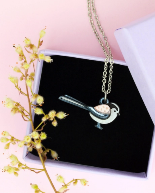 Mini Long Tailed Tit Charm Necklace