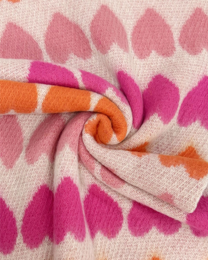 Off-White Love Hearts Diagonal Edge Knitted Wool Scarf