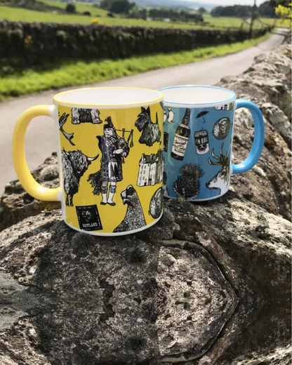 Love Scotland Chunky Mug In Blue By Gillian Kyle