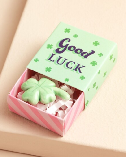 Good Luck Clover Ceramic Token In Matchbox