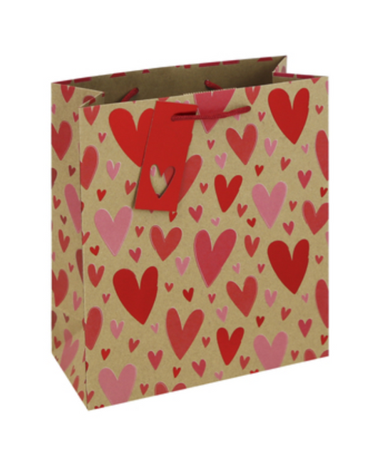 Kraft Hearts Gift Bag