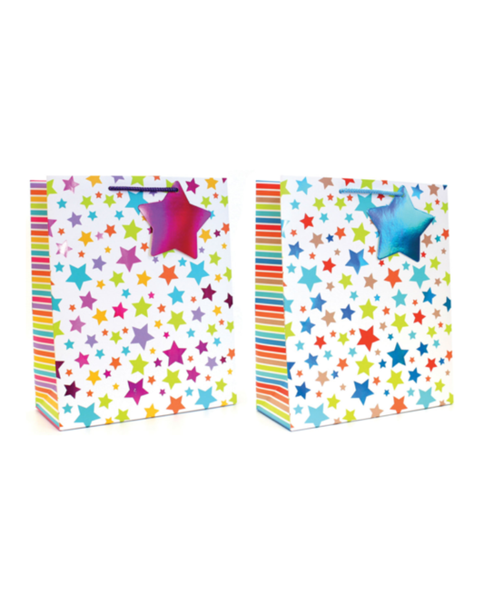 Foiled Stars Gift Bag in Purple & Blue