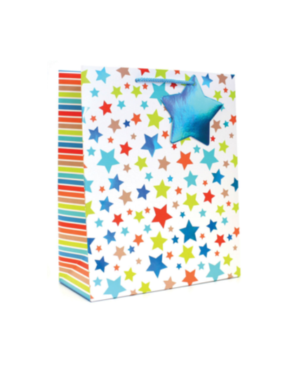 Foiled Stars Gift Bag in Purple & Blue