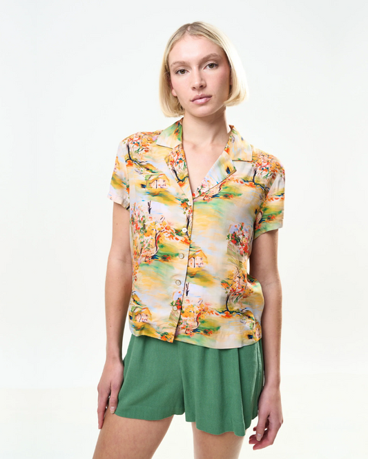 Marika Shirt Orient Landscape by Louche London