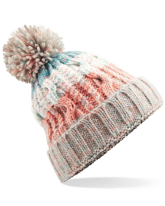 Milkshake Mix Beechfield Corkscrew Pom Pom Beanie