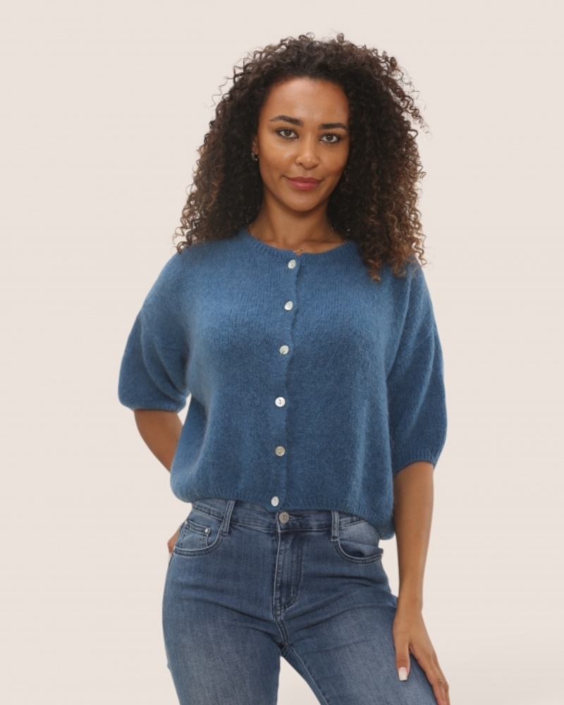 Mohair Cropped Sleeve Cardigan All Colours