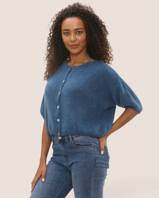 Mohair Cropped Sleeve Cardigan All Colours